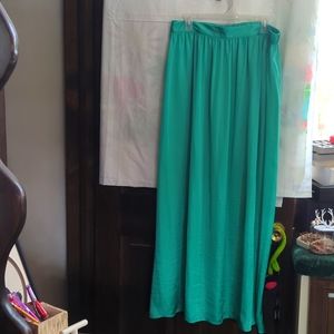 Long polyester, flowing skirt, silky feeling fabric